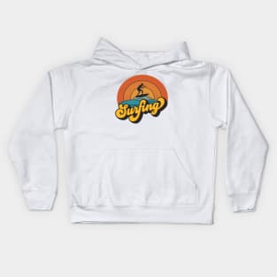 Surfing Sea and Sun Summer retro Vintage Art Kids Hoodie